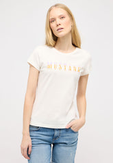 Damska Koszulka Mustang Logo T-shirt Loa Whisper White 1015177 2013
